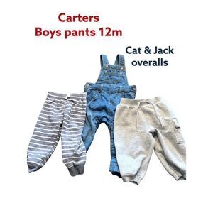 Bundle of 3 Baby Boy Pants And Overalls 12m